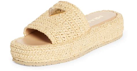 prada raffia flatform sandals|Prada Raffia Flatform Slide Sandal (Women) .